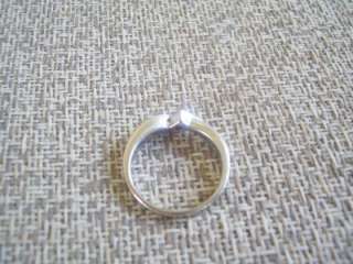 Estate 14K Solid White Gold Keepsake Diamond Ring, Sz 7, Wt. 3.5G Nice 