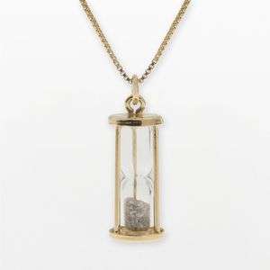   DIAMOND 24k gold hourglass time love charm pendant necklace RARE $400