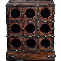 Classic Wooden Wine Rack with Iron Finish  