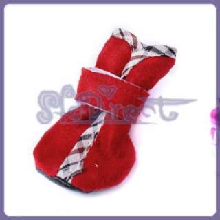 Sweet Santa Red Faux Suede Dog Yorker Boots Pet Shoes  