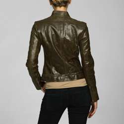 Laundry By Shelli Segal Womens Cracked Leather Jacket  