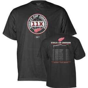  Detroit Red Wings  Black  10 Time Stanley Cup Champions T 