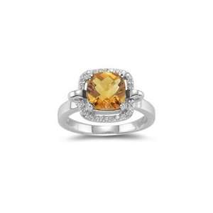  0.12 Ct Diamond & 1.59 Cts Citrine Ring in 14K White Gold 