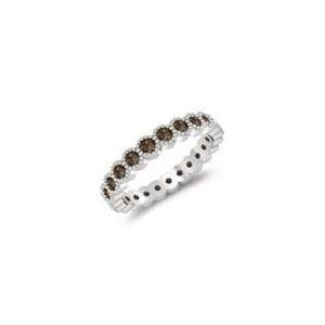  1.01 Cts Brown Diamond Eternity Wedding Band in 14K White 