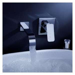   Brass Waterfall Bathroom Sink Faucet (Wall Mount) with Pop up Wa
