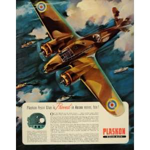  1941 Ad Avro Anson Reconnaissance Trainer Plane Plaskon 