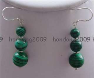 Beautiful 6 10mm Green Malachite Dangling Earrings  