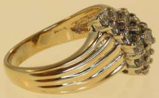 10k yellow gold 1ct ladies diamond cluster ring womens vintage estate 