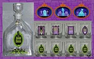 DISNEY SHAG HAUNTED MANSION DECANTER AND GLASSES  