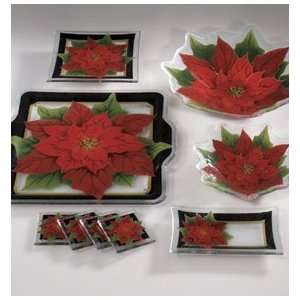  Red Poinsettia Glass 17 Bowl