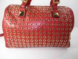 NWD MICHAEL KORS GRAYSON Red Grayson Grommet Leather Satchel Bag Purse 