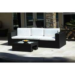 Madrid 4 piece Outdoor Wicker Sofa and Glass Top Table Set   