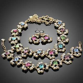 ARINNA petals color vogue necklace earrings bracelet set GP Swarovski 