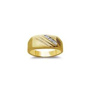  0.02 CT DIAMOND MENS SATIN SIGNET RING 5.0 Jewelry