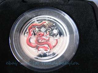 2012 Australian Lunar Year of the Dragon Coloured 1/2oz Silver Coin 