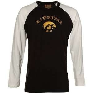 com Izod Iowa Hawkeyes Black White Raglan Baseball T shirt (XX Large 