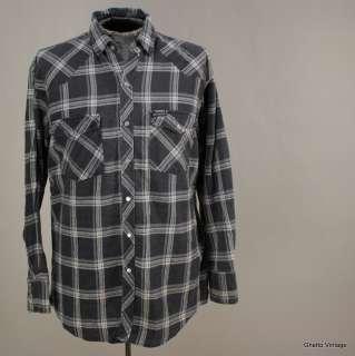   DICKIES Western Pearl Snap PLAID Flannel Cowboy Shirt LARGE  