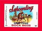 Schoenling Old Tyme Bock Beer Bottle Label Cincinnati