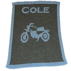   Personalized Stroller Blanket with Name and Vintage Motorcycle Baby