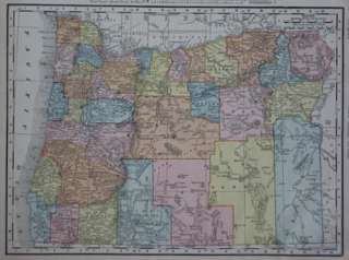 1909 Rand McNally Map OREGON Indian Reservations Salem  