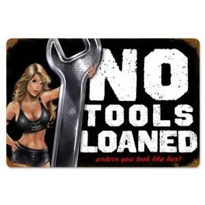  No Tools Pinup Automotive Vintage Metal Sign   Garage Art 