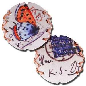   Blue and Orange Butterfly Retro Copper Bead Arts, Crafts & Sewing