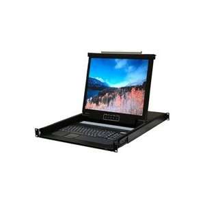 19in Black 1U Rackmount 1 Port KVM Console LCD USB and PS/2  