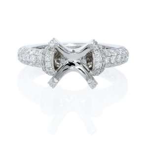   Diamond Antique Style 18k White Gold Engagement Ring Setting Jewelry