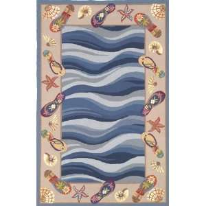   in the Sun Beach Theme Blue and Brown Wool Rug 7.60.