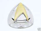 Star Trek Delta symbol Ring solid silver/14k g. overlay