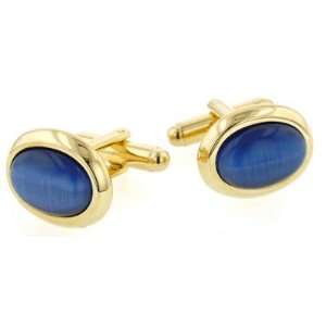  Blue Cats Eye Cufflinks with Presentation Box. Made in the 
