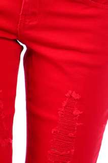  Denim Destroyed Ripped 5 Pocket Long Colored Skinny Pants Jeans  