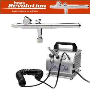 IWATA REVOLUTION BR AIRBRUSHING SYSTEM WITH SILVER JET AIR COMPRESSOR 
