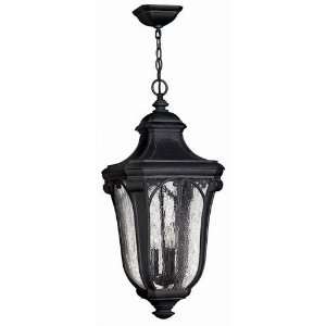   Collection Outdoor Pendant, Museum Black Finish   Clear Seedy Glass