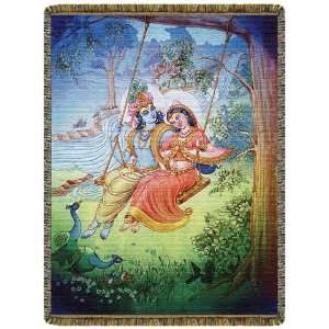  Krishna and Radhe Tapestry Throw Blanket