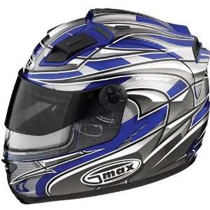   Max Mens Snow Racing Snowmobile Helmet   Blue/Silver/White / 2X Large