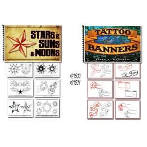  Tattoo Flash Art Books Stars Suns Moons Banners Scrolls 