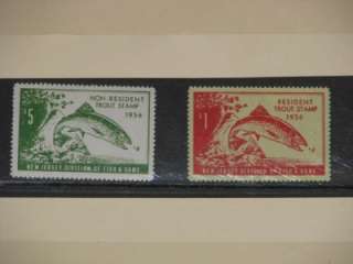 New Jersey Trout Resident & Non Resident Stamps 1956 mint light hinge 