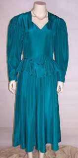 Chic Vintage 1980s Dress Peplum Skirt 40s style   M  