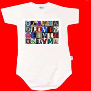 OLIVIA Personalized Baby Onesie Bodysuit Using Sign 