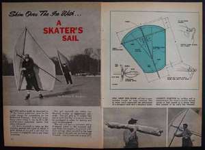 Ice Skate Sail 1959 How To build PLANS Skating sailing  