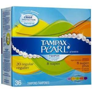 Tampax Pearl Unscented Multipax Tampons with Plastic Applicator 36 ct 