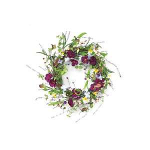 Pack of 2 Pansy & Lavender Decorative Artificial Silk Flower Wreaths 