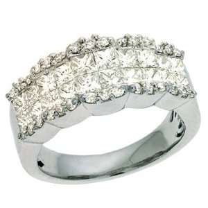  14k White Trendy 1.95 Ct Diamond Ring   Size 7.0 