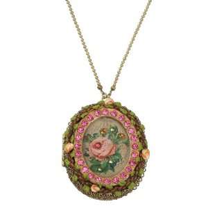 Michal Negrin Beautiful Locket Pendant Adorned with Vintage Roses 