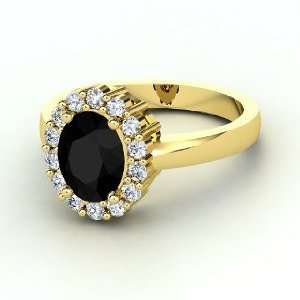   Penelope Ring, Oval Black Onyx 14K Yellow Gold Ring with Diamond