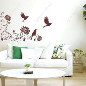   vines and birds   removable vinyl art wall decals murals home decor