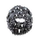    Celeste Gunmetal Black Crystal 2 row Disc Stretch Fashion Ring