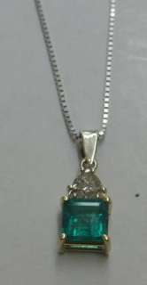 31ct Colombian Emerald Trillion Diamond 14k Pendant  
