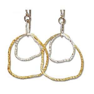  Two Tone (Silver and Yellow Gold) Squiggly Earrings Gold 